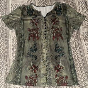 Floral Button-Up Women Top